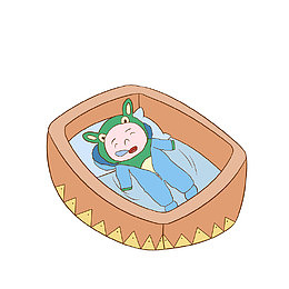 卡通老实的在摇篮里呼呼大睡的小