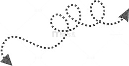 手绘黑色曲线虚线箭头