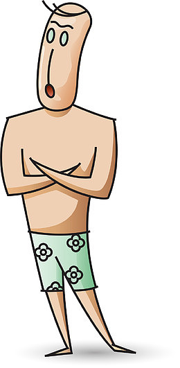 沙滩裸男人物插画