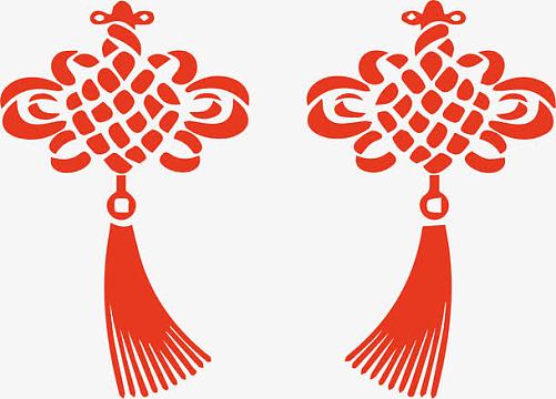 红色手绘中国结图案