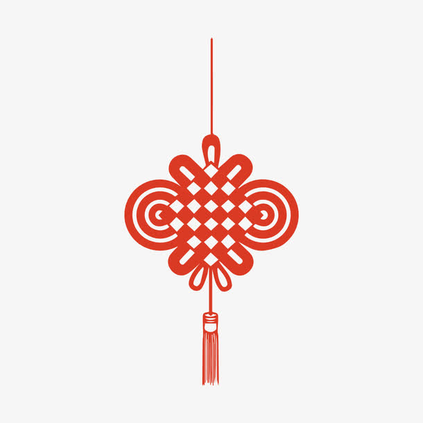 红色剪纸中国结元素