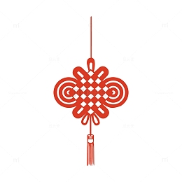 红色剪纸中国结元素