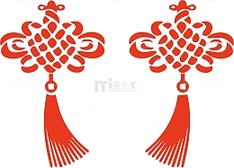红色手绘中国结图案