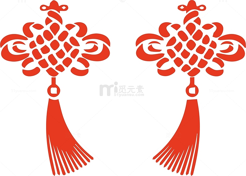 红色手绘中国结图案