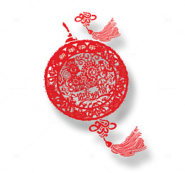 中国风红色狗年剪纸