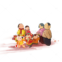 卡通新年团圆免抠