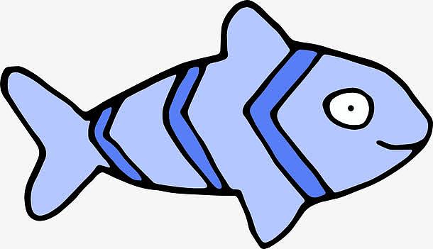 手绘蓝色小丑鱼