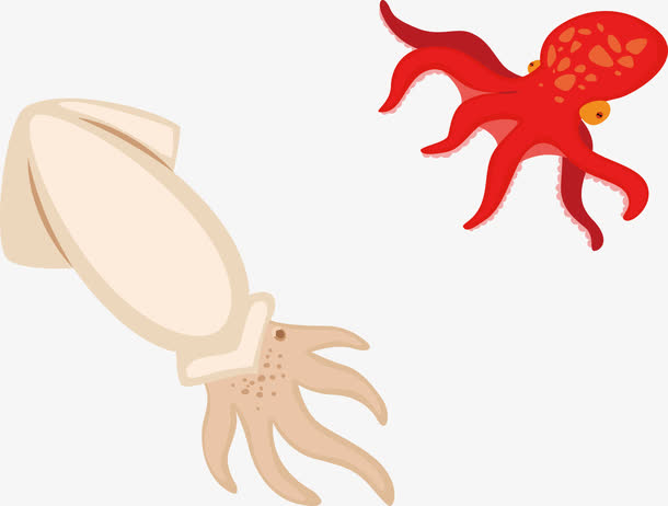 红色卡通鱿鱼仔设计图