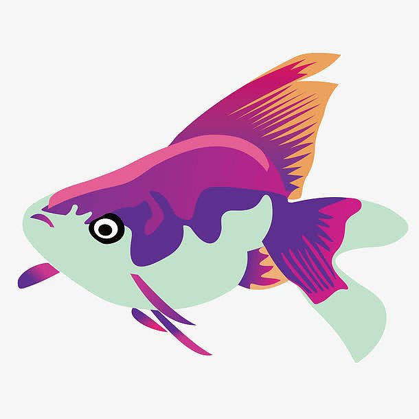 矢量紫色卡通金鱼海底鱼