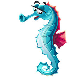 卡通蓝色的海马设计矢量图