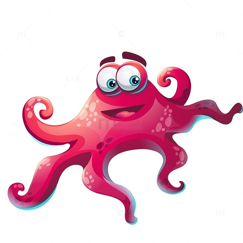 卡通红色的章鱼设计