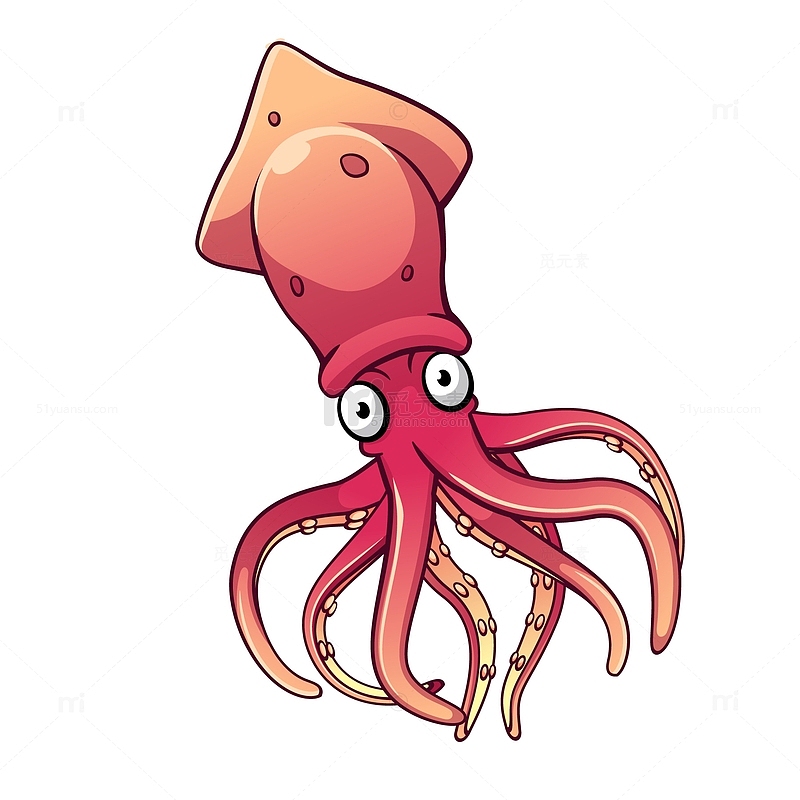 卡通红色的章鱼设计