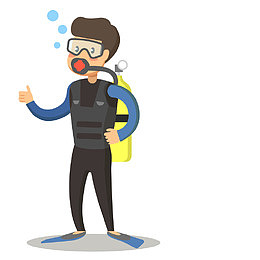 卡通手绘潜水员矢量图