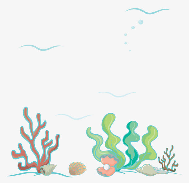 海底礁石简笔画彩色图片