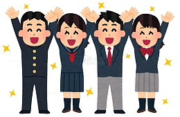 水彩高兴的学生免抠图