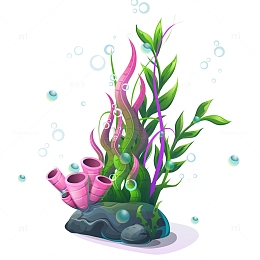 卡通海底的珊瑚动物设计
