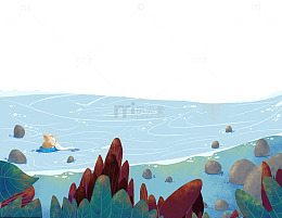 手绘海洋海底生物