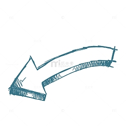 蓝色简笔涂鸦箭头