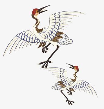 古风卡通手绘仙鹤插画
