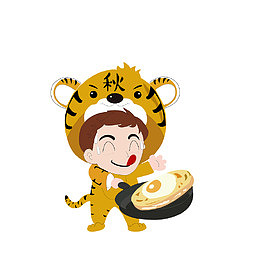 卡通舔嘴炒鸡蛋的男子素材