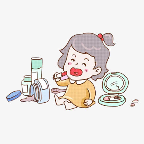 小女孩画香肠嘴漫画图案