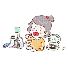 小女孩画香肠嘴漫画图案