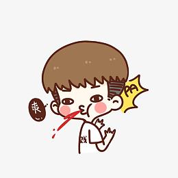 卡通被打巴掌嘟嘴吐血的男孩素材