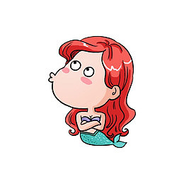 可爱卡通撅嘴美人鱼