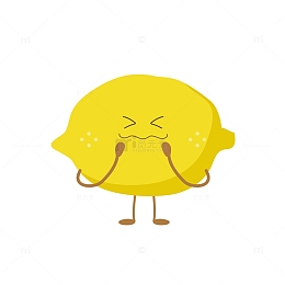 矢量手绘卡通激动柠檬