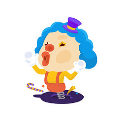 卡通嘟嘴弹簧小丑愚人节素材