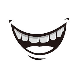 黑白咧嘴卡通嘴型设计素材