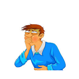 卡通捂嘴快呕吐的男子素材