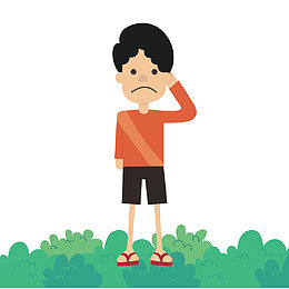 卡通手绘人物思考的男子矢量素材
