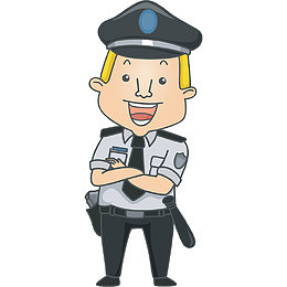 卡通穿制服的保安双手交叉在胸前