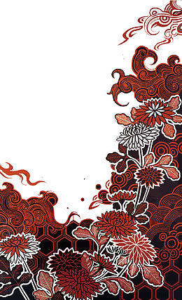 矢量和风红色花边