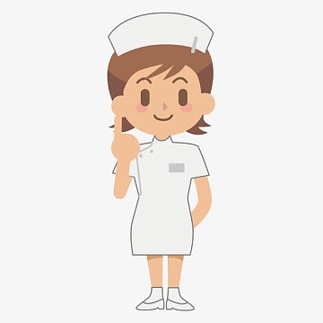 手绘女护士思考手势矢量