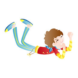 趴着的卡通男孩手绘图