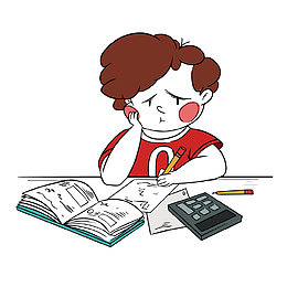卡通认真学习男孩