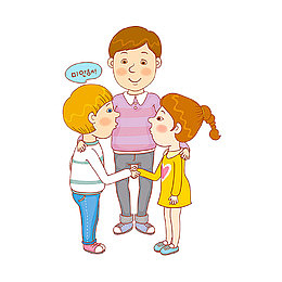 卡通可爱的3人物商量对策PNG