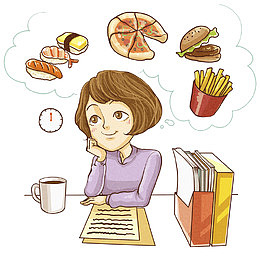 思考吃什么的美女