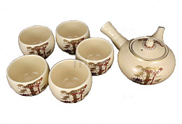 日本古董陶瓷萨摩烧茶具