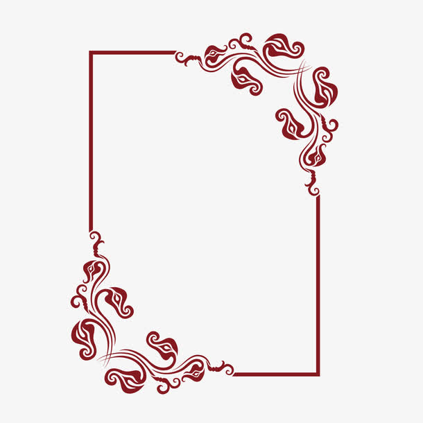 矢量棕红色波浪对角花边边框