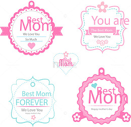 5款粉色母亲节标签矢量素材