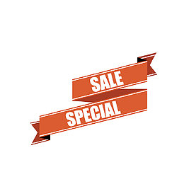 手绘红色丝带特价销售促销标签