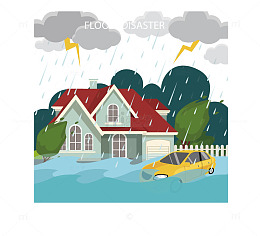 狂风暴雨发洪水灾难