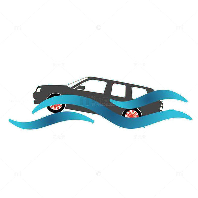 洪灾中淹没的汽车