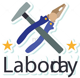 劳动节卡通蓝色钳子