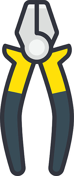 黄色短小的灰色钳子