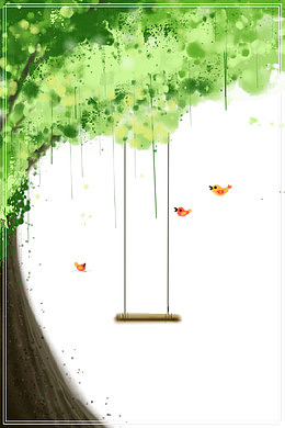 绿色简约春季创意海报免抠