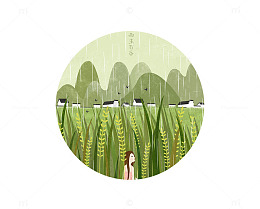 二十四节气之谷雨海报插画